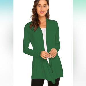 Uniqlo green sweater drape cardigan 80% Rayon size small